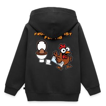 Huhn macht Frühstück Lustige Hühner - Kinder Premium Organic Hoodie - Schwarz - Hinten - AI Model Kid Male (0cm)