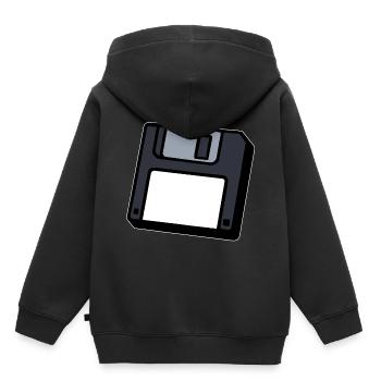 Disquette Rétro Symbole Ordinateur - Sweat Premium à capuche enfant bio - noir - Dos - AI Model Kid Male (0cm)