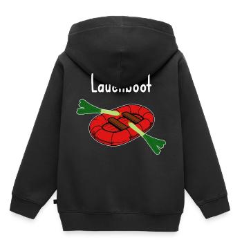 Poireau Bateau Drôle Image Blague Mince - Sweat Premium à capuche enfant bio - noir - Dos - AI Model Kid Male (0cm)