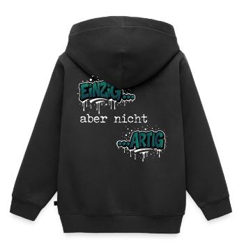 Einzig… aber nicht …artig Einzigartig Spruch - Kinder Premium Organic Hoodie - Schwarz - Hinten - AI Model Kid Male (0cm)