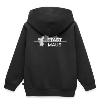 Stadtmaus Skyline Geschenkidee - Kinder Premium Organic Hoodie - Schwarz - Hinten - AI Model Kid Male (0cm)
