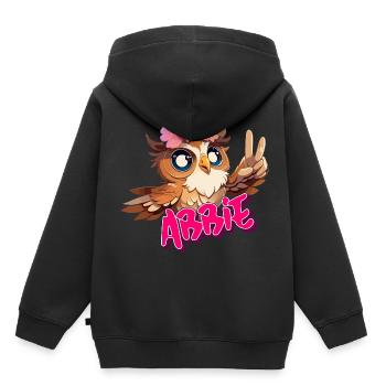 ABBIE - Beautiful Girl Name with Cute OWL - Kids Premium Organic Hoodie - black - Back - AI Model Kid Male (0cm)