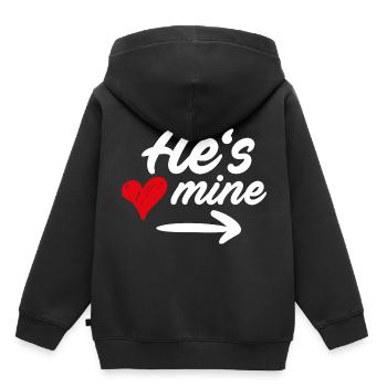 He's mine / he's mine - COUPLE DESIGN - Kids Premium Organic Hoodie - black - Back - AI Model Kid Male (0cm)