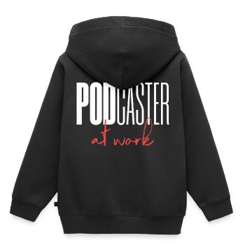 Podcaster Podcast au travail - Sweat Premium à capuche enfant bio - noir - Dos - AI Model Kid Male (0cm)