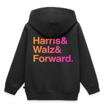 Kamala Harris & Tim Walz 2024 Chemise de soutien - Sweat Premium à capuche enfant bio - noir - Dos - AI Model Kid Male (0cm)