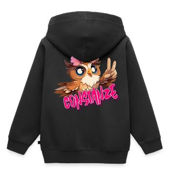 CONSTANZE - Schöner Mädchen Name mit süßer EULE - Kinder Premium Organic Hoodie - Schwarz - Hinten - AI Model Kid Male (0cm)