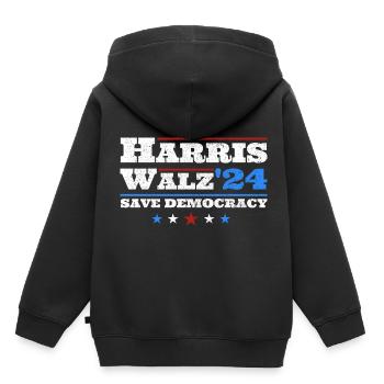 Kamala Harris & Tim Walz 2024 Support Vintage - Sweat Premium à capuche enfant bio - noir - Dos - AI Model Kid Male (0cm)
