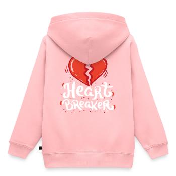 coeur coeur amour Heartbreaker relation amoureuse - Sweat Premium à capuche enfant bio - rose - Dos - AI Model Kid Female (0cm)