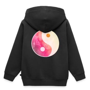 yin yang Symbol Symbole Symbolik Yoga - Kinder Premium Organic Hoodie - Schwarz - Hinten - AI Model Kid Male (0cm)