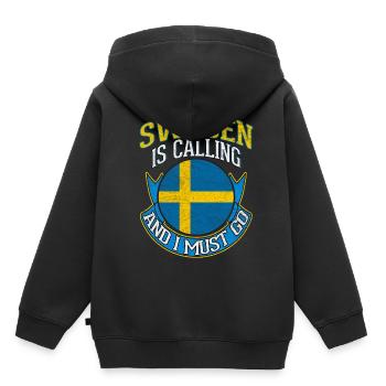 Suède - Sweat Premium à capuche enfant bio - noir - Dos - AI Model Kid Male (0cm)