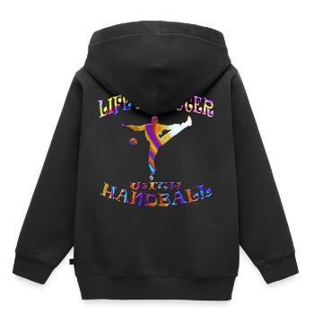 Handball - Kinder Premium Organic Hoodie - Schwarz - Hinten - AI Model Kid Male (0cm)