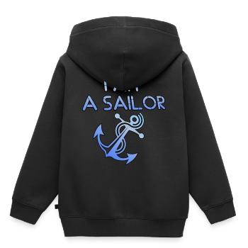 Je suis un marin "je suis un marin" - Sweat Premium à capuche enfant bio - noir - Dos - AI Model Kid Male (0cm)