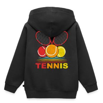 Raquette de tennis - Sweat Premium à capuche enfant bio - noir - Dos - AI Model Kid Male (0cm)