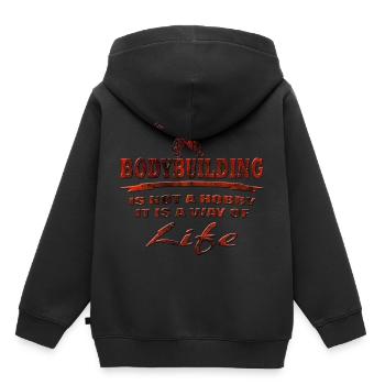 Bodybuilding - Sweat Premium à capuche enfant bio - noir - Dos - AI Model Kid Male (0cm)