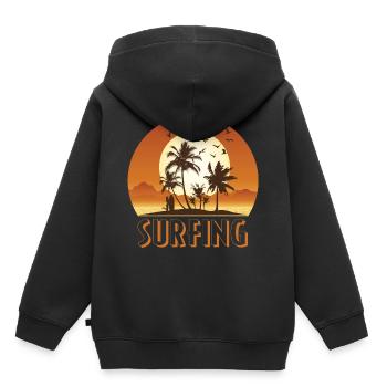 Surf surf surf - Sweat Premium à capuche enfant bio - noir - Dos - AI Model Kid Male (0cm)