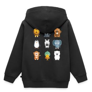 Animaux sauvages - Sweat Premium à capuche enfant bio - noir - Dos - AI Model Kid Male (0cm)