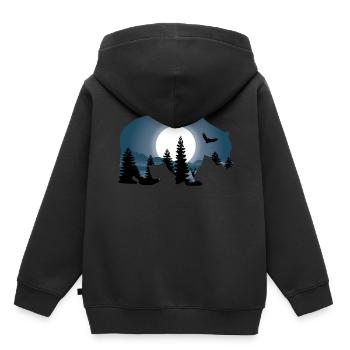 Forêt de Baer Lune Nature Forêt Animaux Animaux Amour animal - Sweat Premium à capuche enfant bio - noir - Dos - AI Model Kid Male (0cm)