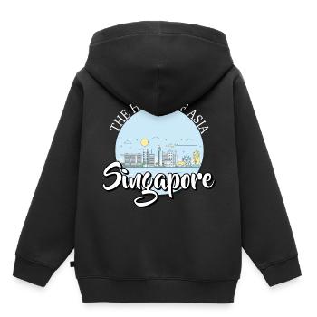 Singapour - Sweat Premium à capuche enfant bio - noir - Dos - AI Model Kid Male (0cm)