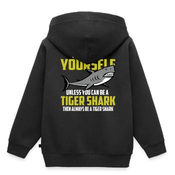 Requin tigre animaux marins animaux requins requins animaux marins - Sweat Premium à capuche enfant bio - noir - Dos - AI Model Kid Male (0cm)