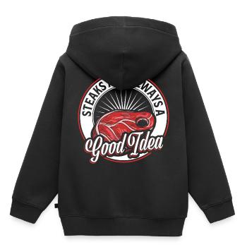 Viande Steak - Sweat Premium à capuche enfant bio - noir - Dos - AI Model Kid Male (0cm)