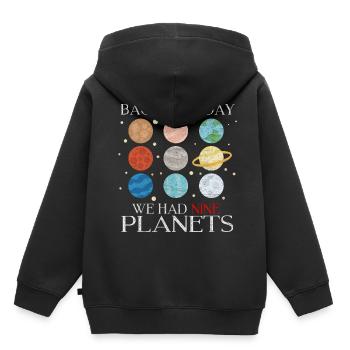 Planet Pluton - Sweat Premium à capuche enfant bio - noir - Dos - AI Model Kid Male (0cm)