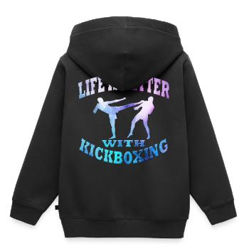 Kickboxen - Kinder Premium Organic Hoodie - Schwarz - Hinten - AI Model Kid Male (0cm)