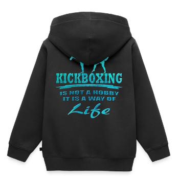 Kickboxen - Kinder Premium Organic Hoodie - Schwarz - Hinten - AI Model Kid Male (0cm)