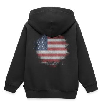Amérique - Sweat Premium à capuche enfant bio - noir - Dos - AI Model Kid Male (0cm)