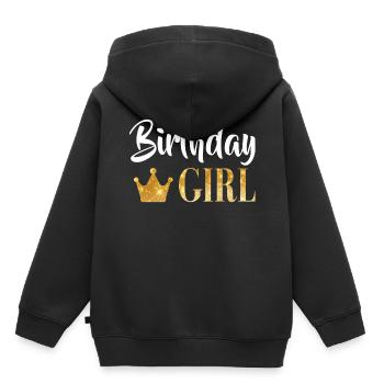 Fille d’anniversaire - Sweat Premium à capuche enfant bio - noir - Dos - AI Model Kid Male (0cm)