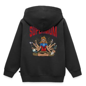 Mutterschaft Mutter Superheld Supermama Supermom - Kinder Premium Organic Hoodie - Schwarz - Hinten - AI Model Kid Male (0cm)