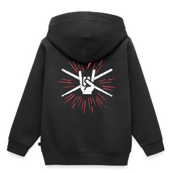 RocknRoll Rockmusik Schlagzeug Drum Drumsticks - Kinder Premium Organic Hoodie - Schwarz - Hinten - AI Model Kid Male (0cm)