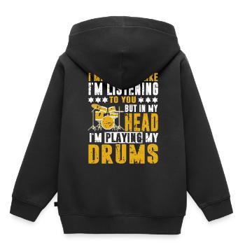 Drums Schlagzeug Schlagzeuger Drumsticks Rocknroll - Kinder Premium Organic Hoodie - Schwarz - Hinten - AI Model Kid Male (0cm)