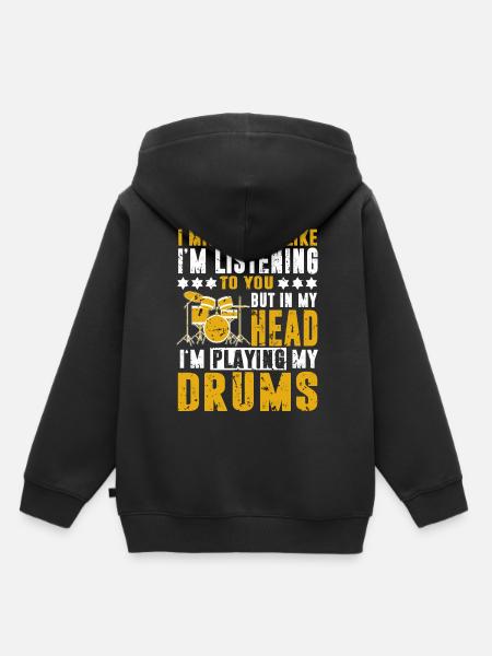Batterie Batterie Batterie Batteur Percussion Rocknroll - Sweat Premium à capuche enfant bio - noir