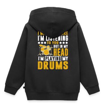 Schlagzeug Schlagzeuger - Kinder Premium Organic Hoodie - Schwarz - Hinten - AI Model Kid Male (0cm)