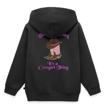 Chapeau de cowboy Wild West Western Bottes de cowboy Chapeau - Sweat Premium à capuche enfant bio - noir - Dos - AI Model Kid Male (0cm)