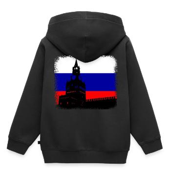 Russie - Sweat Premium à capuche enfant bio - noir - Dos - AI Model Kid Male (0cm)