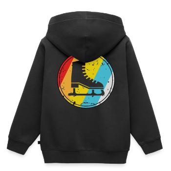 Patins de patinage rétro patinage de glace - Sweat Premium à capuche enfant bio - noir - Dos - AI Model Kid Male (0cm)