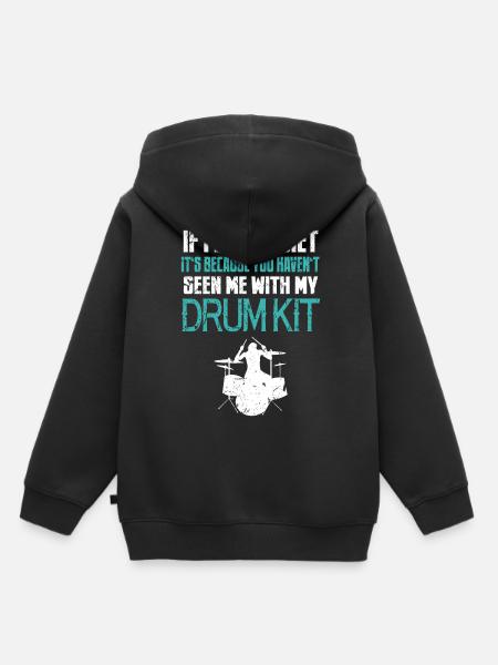 Batteur Drum Bass Drum Drummer Drummer Drumsticks - Sweat Premium à capuche enfant bio - noir