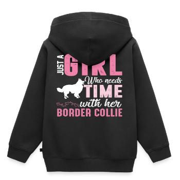 Border Collie - Kinder Premium Organic Hoodie - Schwarz - Hinten - AI Model Kid Male (0cm)