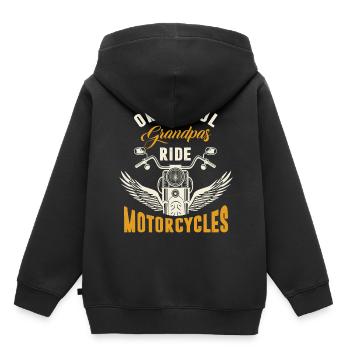 Grand-père Grand-père Motocycliste - Sweat Premium à capuche enfant bio - noir - Dos - AI Model Kid Male (0cm)