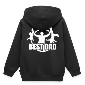 Homme fort, fort, musclé - Sweat Premium à capuche enfant bio - noir - Dos - AI Model Kid Male (0cm)