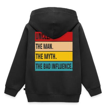 Onkel Uncle Man Myth Bad Influence - Kinder Premium Organic Hoodie - Schwarz - Hinten - AI Model Kid Male (0cm)