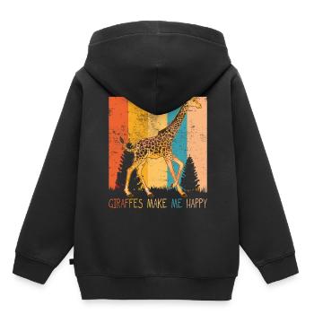 Animaux girafe animaux amour safari afrique jungle - Sweat Premium à capuche enfant bio - noir - Dos - AI Model Kid Male (0cm)