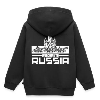 Russie - Sweat Premium à capuche enfant bio - noir - Dos - AI Model Kid Male (0cm)