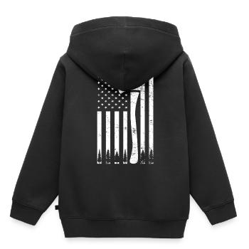 Holzfäller Schreiner Amerika Flagge USA Vintage - Kinder Premium Organic Hoodie - Schwarz - Hinten - AI Model Kid Male (0cm)