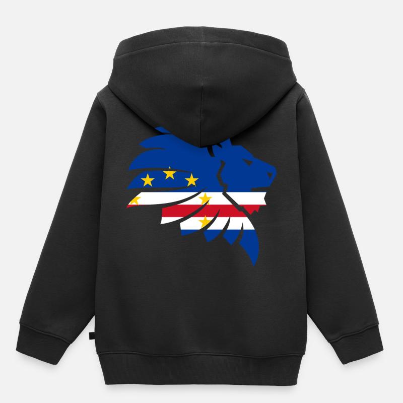 Drapeau du Cap Vert Afrique Lion Cabo Verde Cadeau - Sweat Premium à capuche enfant bio - noir