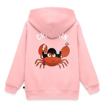 Crabe capitaine cancer crustacé marin capitaine - Sweat Premium à capuche enfant bio - rose - Dos - AI Model Kid Female (0cm)