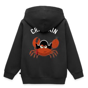 Crabe capitaine cancer crustacé marin capitaine - Sweat Premium à capuche enfant bio - noir - Dos - AI Model Kid Male (0cm)