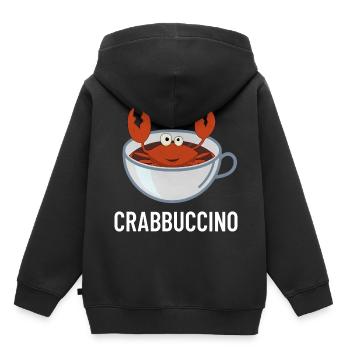 Crabe crabe cappuccino crustacé cappuccino - Sweat Premium à capuche enfant bio - noir - Dos - AI Model Kid Male (0cm)