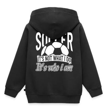 Soccer - Sweat Premium à capuche enfant bio - noir - Dos - AI Model Kid Male (0cm)